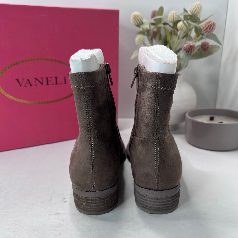 Vaneli Henson Super Suede Stretch Chunky Heel Boot Taupe Women's US 7.5N - Picture 4 of 11
